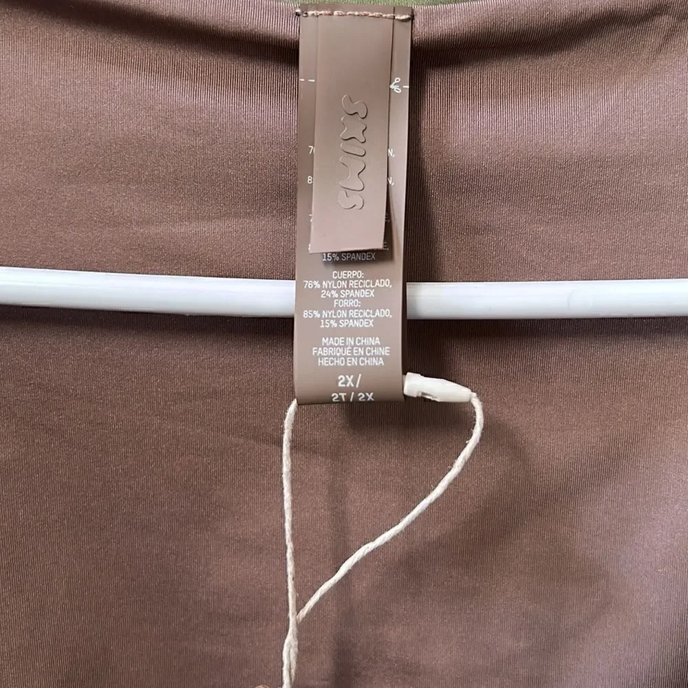 SKIMS Signature Swim Long Sleeve Underwire Swimwear Top(Size XL)